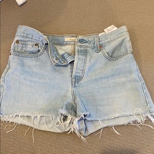 Levi 501 light blue denim shorts